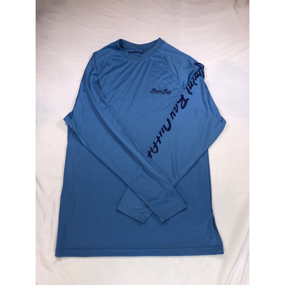 Bimini Bay Outfitters Mens Small Blue Fishing Shirt Long Sleeve Marlin Graphic